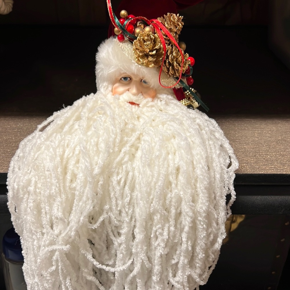 Santa sits in shelf